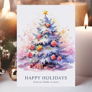 Elégante carte de vacances famille sapin de Noël