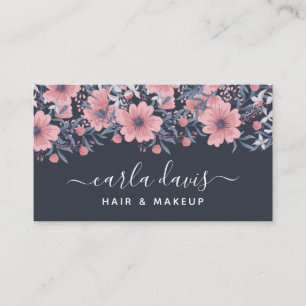 Élégante carte de visite à motif floral rose et ma