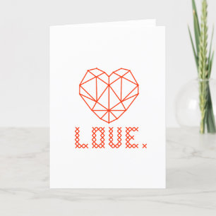 Elégante carte de voeux 3D LOVE de coeur géométriq