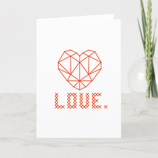 Elégante carte de voeux 3D LOVE de coeur géométriq