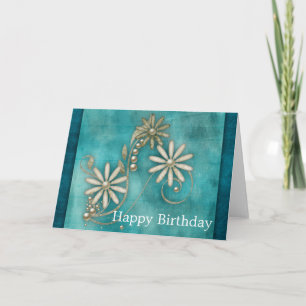Elégante carte de voeux d'anniversaire Turquoise