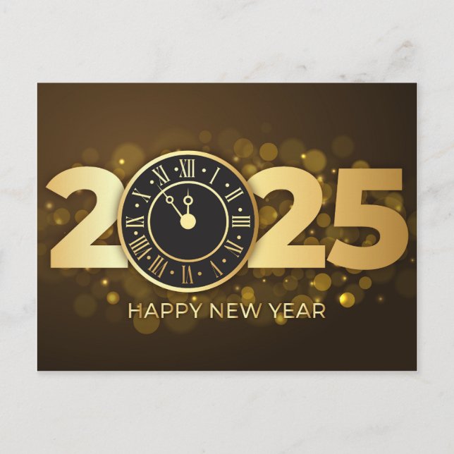 Élégante Carte de voeux du Nouvel An 2025 (Devant)