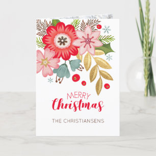Elégante carte de voeux photo de Noël Floral