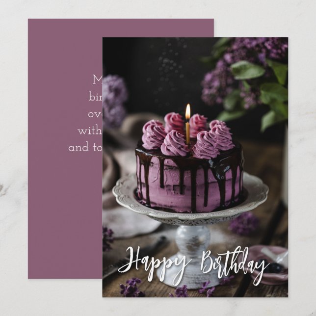 Élégante carte de voeux pour l'anniversaire du gât (Devant / Derrière)