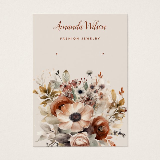 Elégante carte d'écran d'oreille florale aquarelle (Devant)