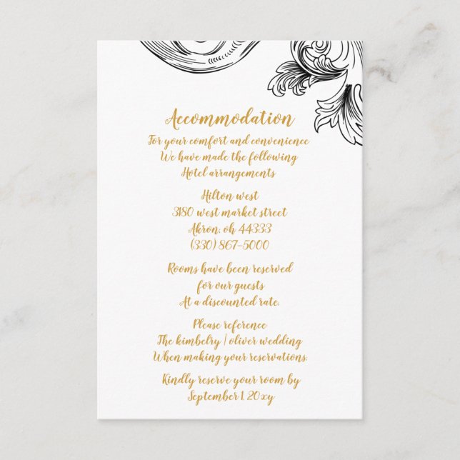 Elégante carte d'hébergement Floral Mariage (Devant)