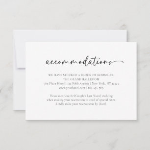 Elégante carte d'hébergement Mariage noir blanc