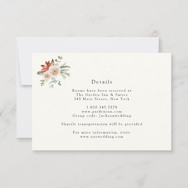 Elégante carte d'hiver florale et verte (Devant)