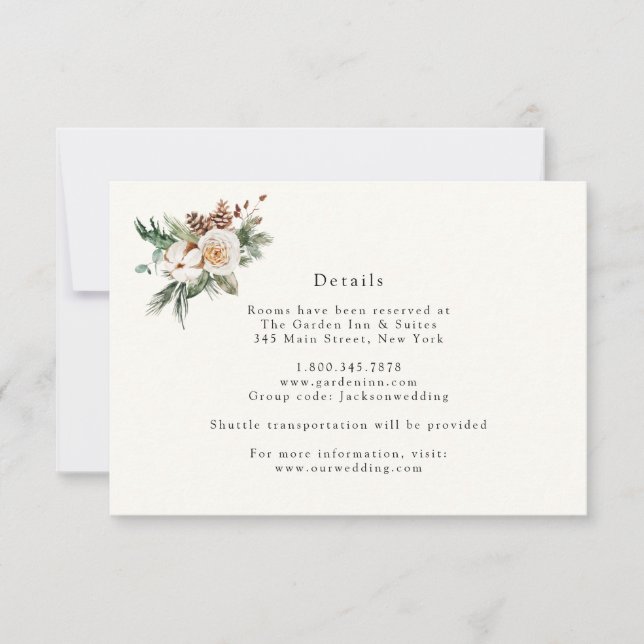 Elégante carte d'hiver florale et verte (Devant)