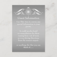 Elégante carte d'information Silver White Guest