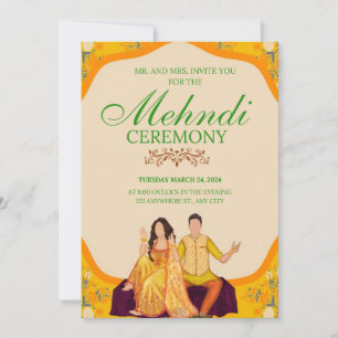 Elégante carte d'invitation à la cérémonie de Mehn
