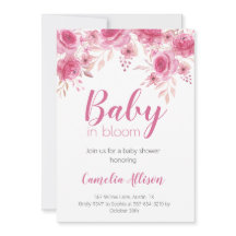 Élégante carte d'invitation de Baby shower rose