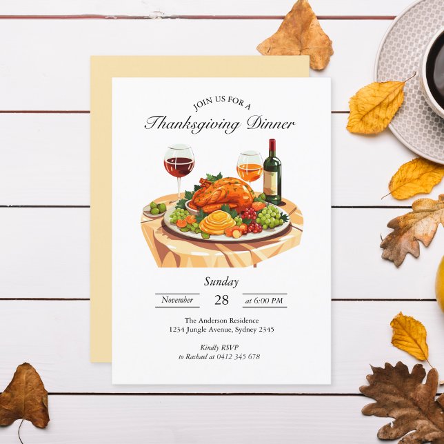 Élégante carte d'invitation de fête d'action de gr (Créateur téléchargé)