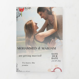 Élégante carte d'invitation de mariage avec photo 