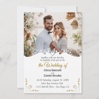 Elégante carte d'invitation de mariage avec photo
