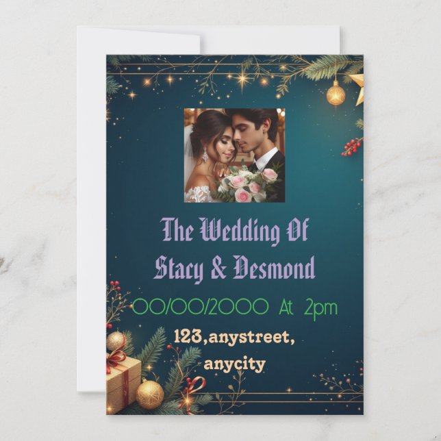 Elégante carte d'invitation mariage belle couple (Devant)