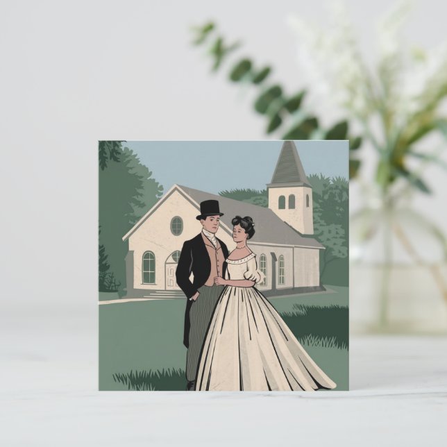 Elégante carte d'invitation mariage célébrer l'amo (Debout devant)