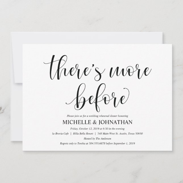 Élégante carte d'invitation pour le dîner de répét (Devant)