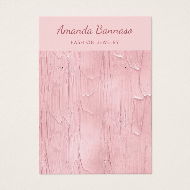 Elégante carte d'oreille pour bijoux rose moderne (Devant)