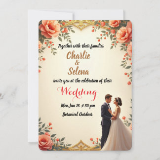 Elégante carte Faire-part de mariage florale