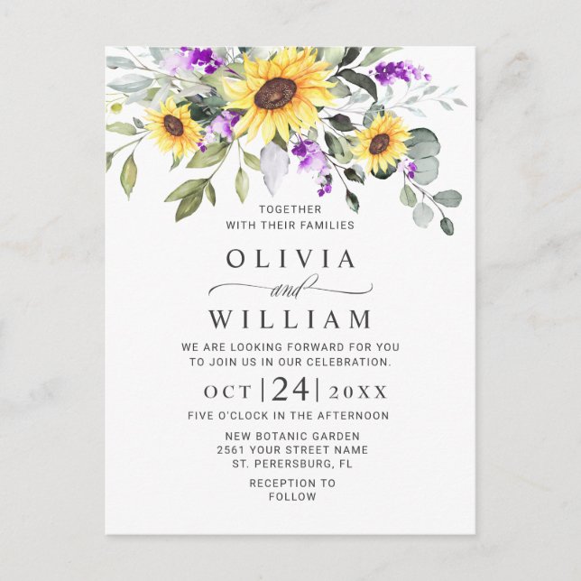 Elégante carte Faire-part de mariage florale Eucal (Devant)