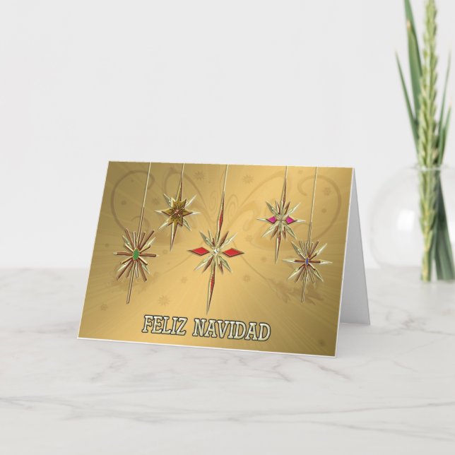 Elégante carte Feliz Navidad avec ornements (Devant)
