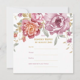 Elégante carte Floral & Gold RSVP
