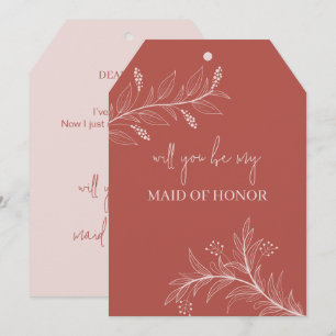 Elégante carte Floral "Will to be my Maid of honne