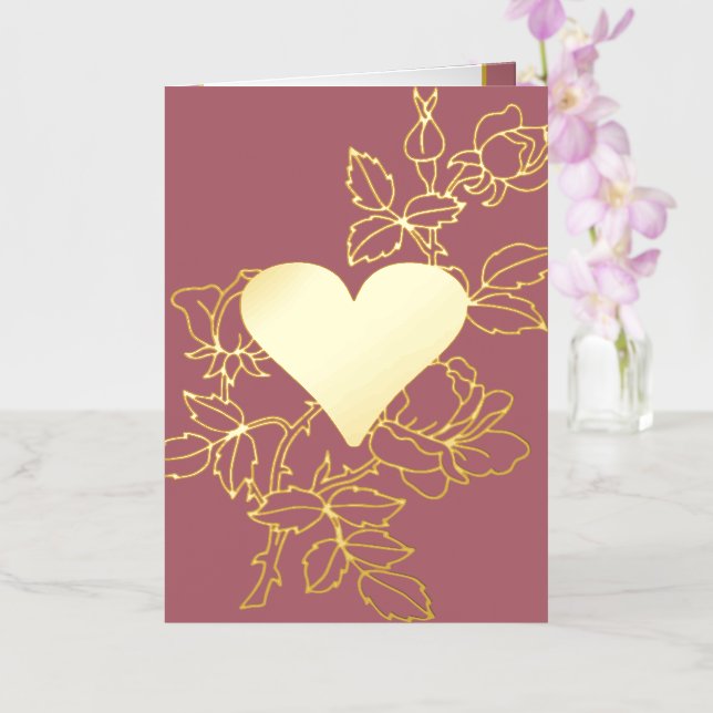 Elégante carte florale personnalisée au coeur (Orchidée)