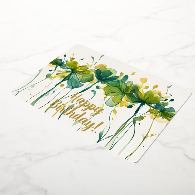 Elégante carte florale verte joyeuse anniversaire (Rotation)