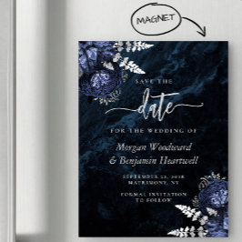 Élégante carte magnétique de mariage chic bleu mar