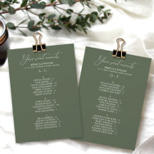 Élégante carte Mariage alphabétique
