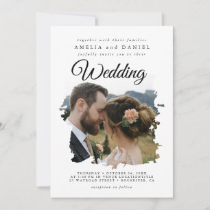 Elégante carte Mariage Brushstroke
