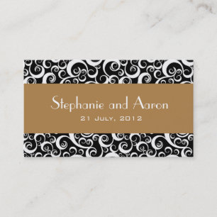 Élégante carte Mariage damassé en noir et blanc