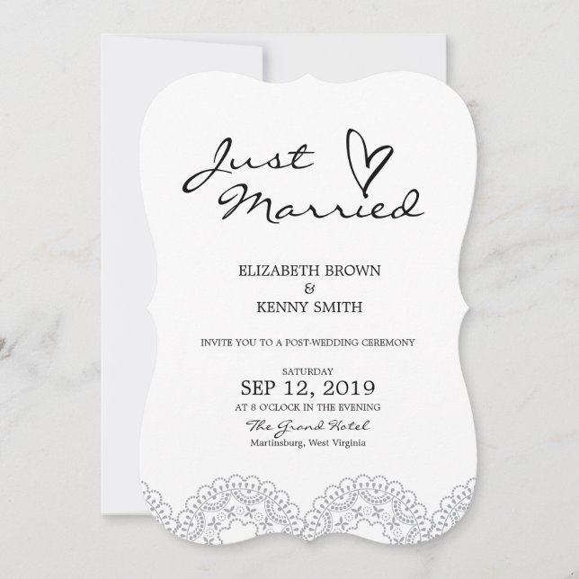 Elégante carte Mariage de dentelle grise (Devant)