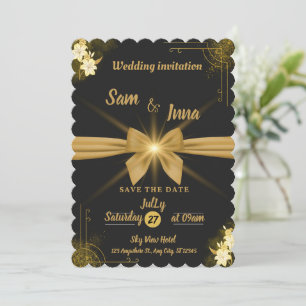 Elégante carte mariage double face et luxe