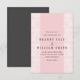 Elégante carte Mariage en dentelle d'or rose Sangr