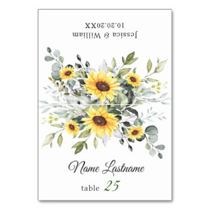 Elégante carte Mariage Eucalyptus tournesol