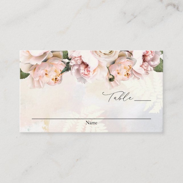 Elégante carte Mariage floral rose-bleu (Devant)