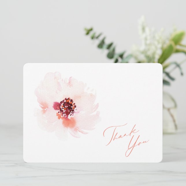Elégante carte Mariage Merci Floral Aquarelle (Debout devant)