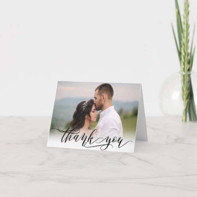 Elégante carte Mariage Merci photo (Devant)