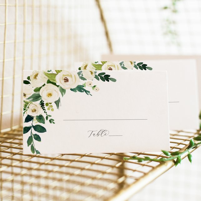 Elégante carte Mariage plat Floral Blanc (Créateur téléchargé)