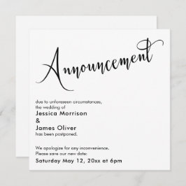 Élégante carte Mariage reportée "Faire-part"