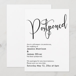 Élégante carte Mariage reportée simple mise à jour