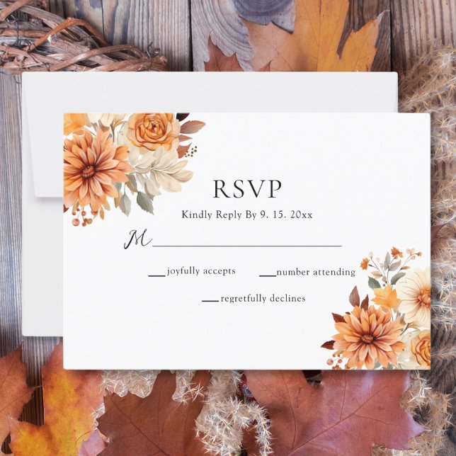 Elégante carte Mariage Rsvp d'aquarelle automne (Créateur téléchargé)