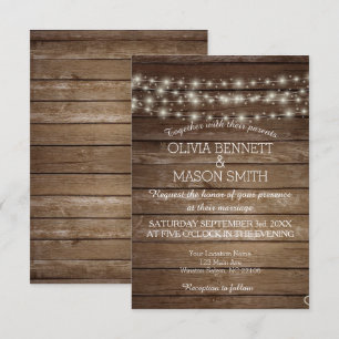 Elégante carte Mariage Rustic Lights