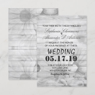 Elégante carte Mariage texturée fleur de bois