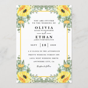 Elégante carte mariage tournesol