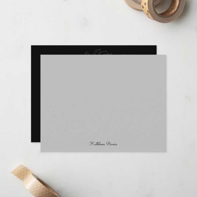 Elégante carte personnalisée Gris et Noir (Devant/Arrière en situation)
