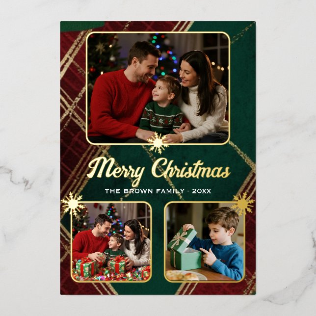 Elégante carte photo de Noël à plat (Recto)
